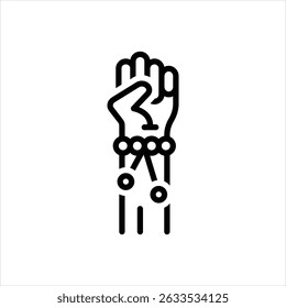 Icono de línea de Vector para pulsera en el brazo