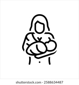 Vector line icon for breastfeeding