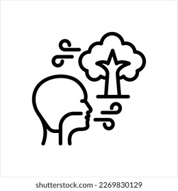 Vector line icon for breathing