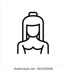 Vector line icon for brunette