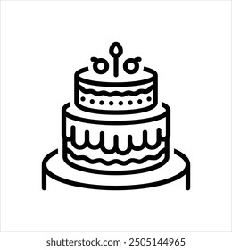 Vector line icon for cake