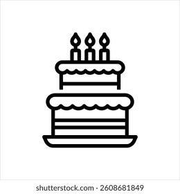 Vector line icon for cake