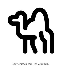 Vector line icon for camel in desert isolated on background
