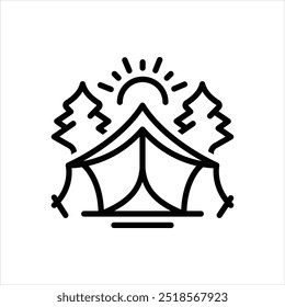 Icono de línea de Vector para acampar
