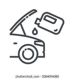 Vector line icon  of a car and oil change symbol isolated on transparent background