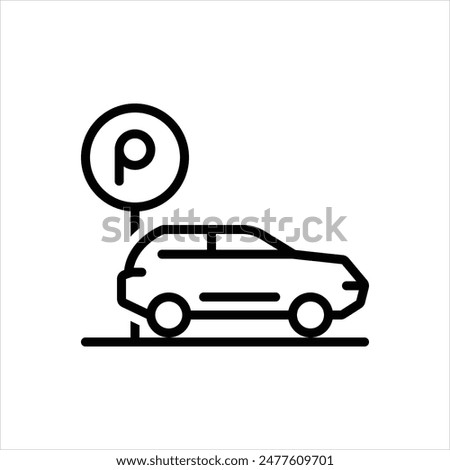 Vector line icon for car parking