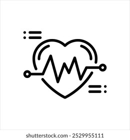 Vector line icon for cardiogram