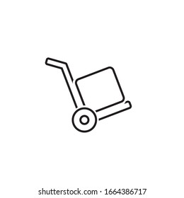 Vector line icon cart with box on white. handcart  icon