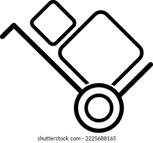 Vector line icon cart with box on white. handcart icon.eps
