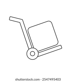 Vector line icon cart with box on white. handcart  icon