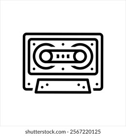 Vector line icon for cassette tape