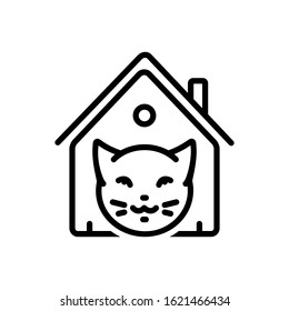 Vector line icon for cat in cattery
