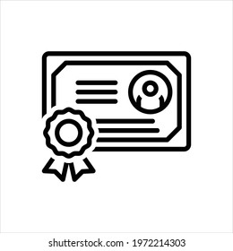 Vector line icon for certificate