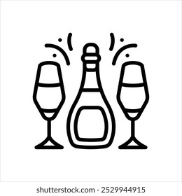 Icono de línea de Vector para champán