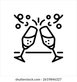 Vektorliniensymbol für Champagner