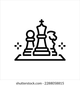 Icono de línea de vector para el ajedrez