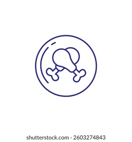 Vector line icon of chicken drumsticks on plate.