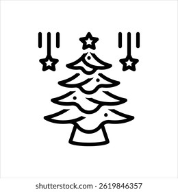 Vector line icon for christmas tree