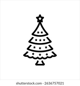 Vector line icon for christmas tree