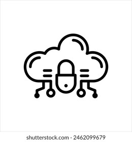Vector line icon for cloud security