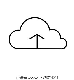 Vector line icon cloud service service store disk users computer network connection exchange