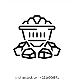 Vector line icon for coal