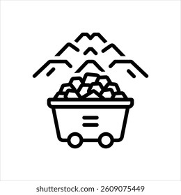 Vector line icon for coalpit