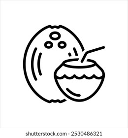 Vector line icon for coconut