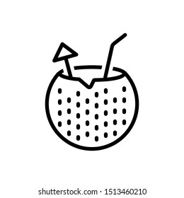 Vector line icon for coconut drink