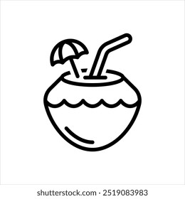 Vector line icon for coconut water