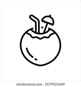 Vector line icon for coconut water