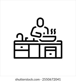 Icono de línea de Vector para cocinar