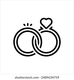 Vector line icon for couple ring