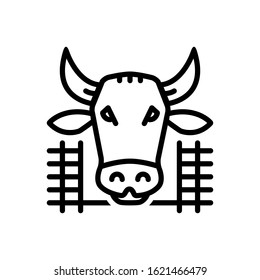 Vector line icon for cow in shed