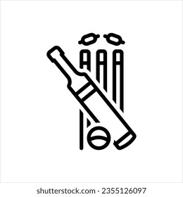 Vector line icon for cricket