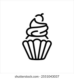 Vektorliniensymbol für Cupcake