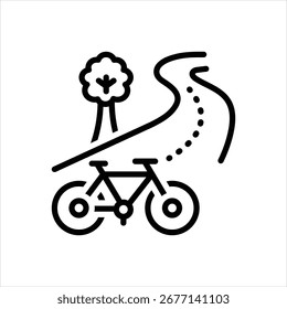 Vector line icon for cycling path