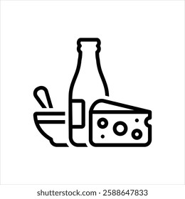 Vector line icon for dairy products
