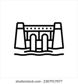 Vector line icon for dam