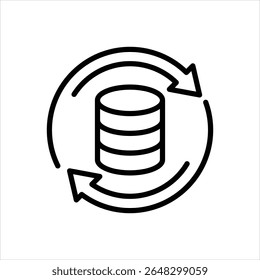 Ícone de linha de vetor para backup de dados