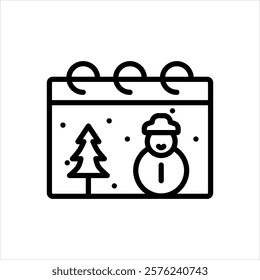 Vector line icon for december