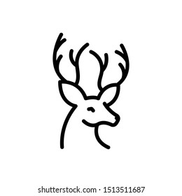 Vector line icon for deer