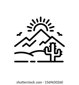 Vector line icon for desert