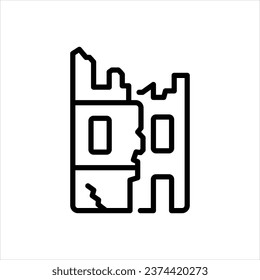 Vector line icon for destroyed