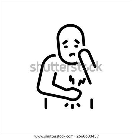 Vector line icon for digestive uneasiness