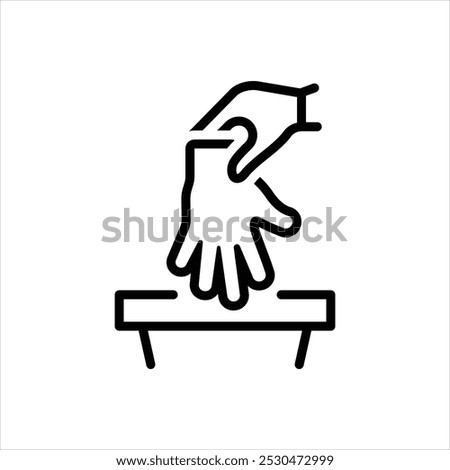 Vector line icon for discard used gloves