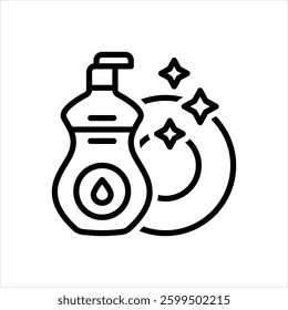 Vector line icon for dishwashing liquid