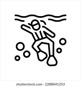Vector line icon for diving