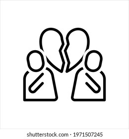 Vector line icon for divorce