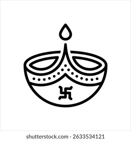 Vector line icon for diya
